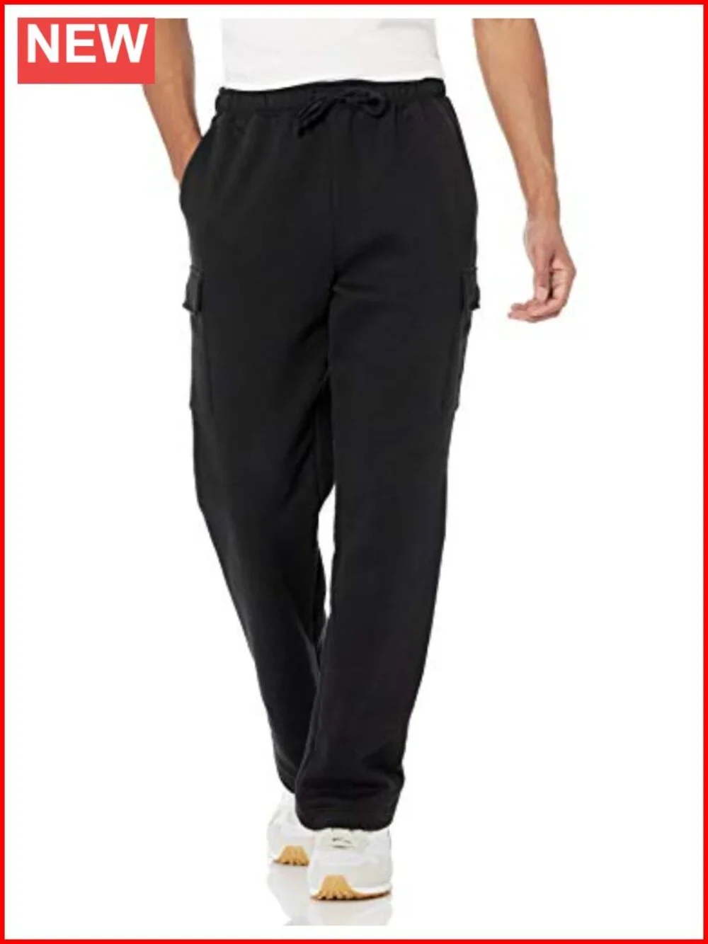 Men's Relaxed Fit Cargo Fleece Sweatpants Open Bottom